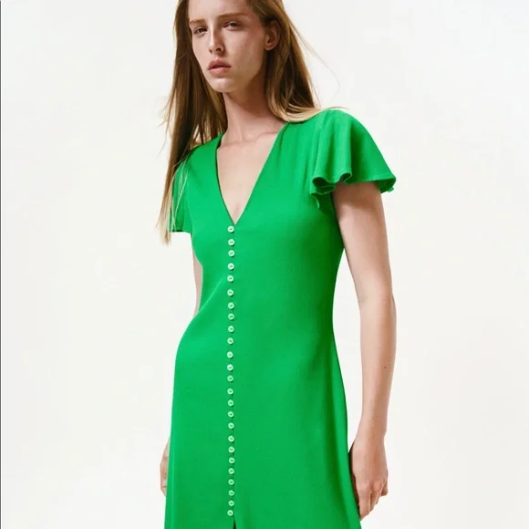 fitted lace wedding dress ZARA.Green ribbed knit dress Tm – Hibuy market main image 0